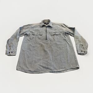 Vintage Five Brother Mens Union Hickory Striped 1/2 Zip Long Sleeve Shirt Size L